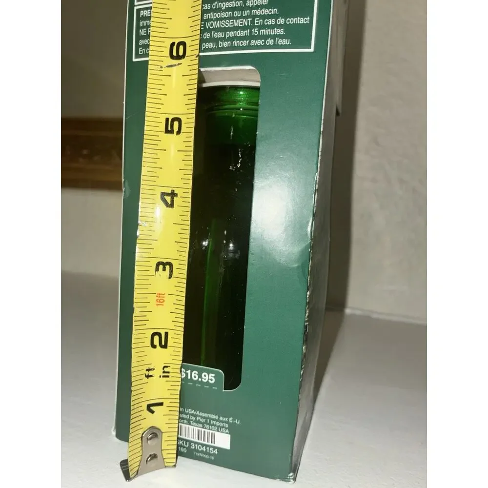 Pier 1 Imports Christmas Reed Diffuser Fresh Balsam New Green Glass